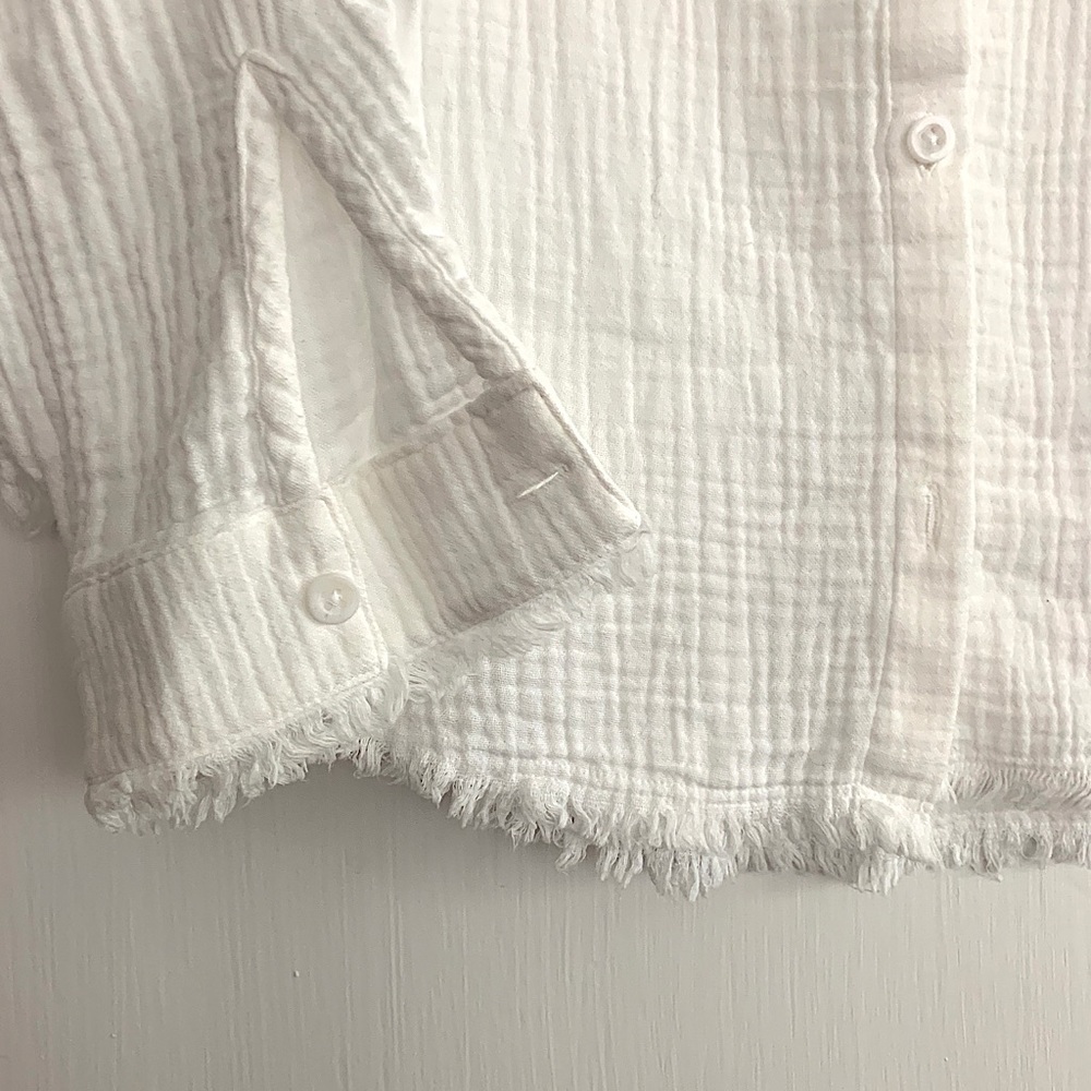 Cloth and stone white crinkle gauzy long sleeve button down Anthropologie